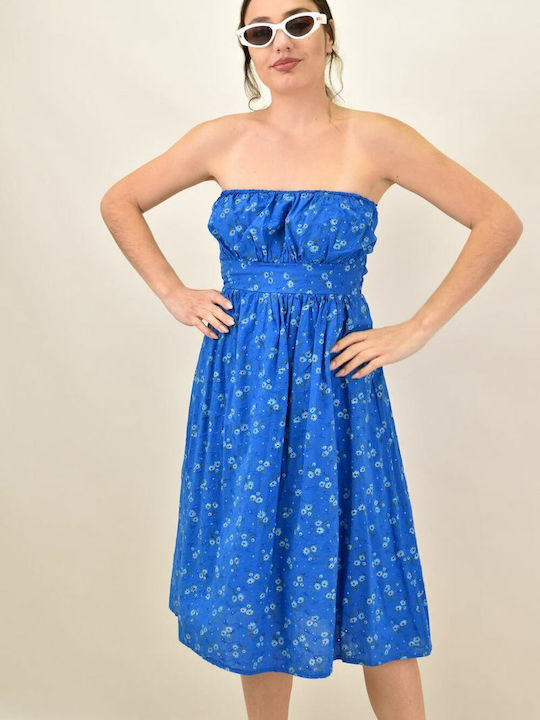 Potre Sommer Midi Kleid Blau