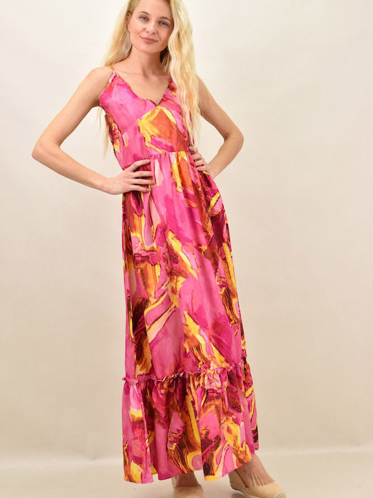 Potre Summer Maxi Dress with Ruffle Pink