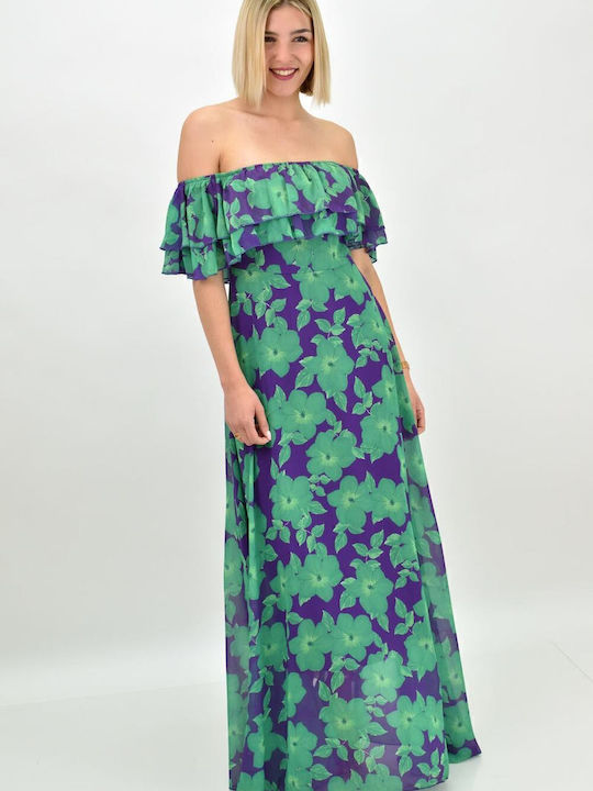 Rochie Maxi de Vară pentru Nuntă Botez Fără Bretele Verde
