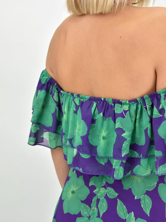 Rochie Maxi de Vară pentru Nuntă Botez Fără Bretele Verde