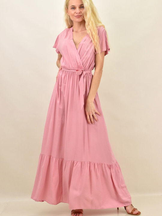 Potre Summer Maxi Dress Wrap Pink