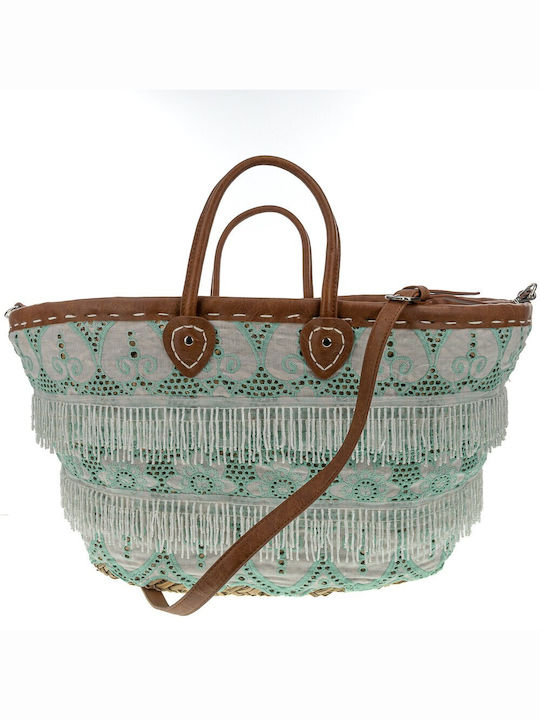 FantazyStores Straw Beach Bag Turquoise