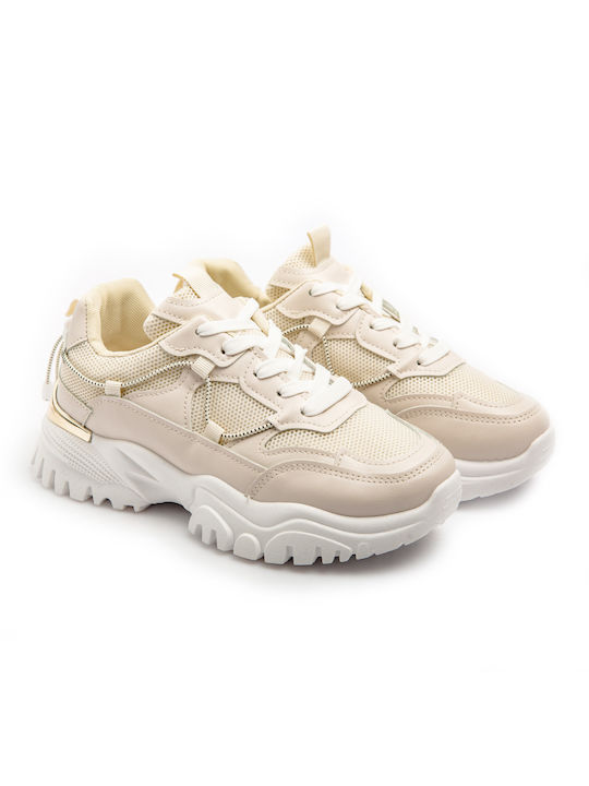 Malesa Γυναικεία Chunky Sneakers Μπεζ