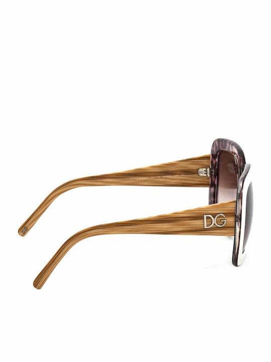 Dolce & Gabbana Women's Sunglasses with White Plastic Frame and Brown Gradient Lens DG4047 90113