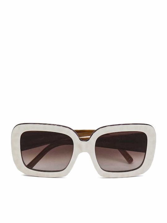 Dolce & Gabbana Women's Sunglasses with White Plastic Frame and Brown Gradient Lens DG4047 90113