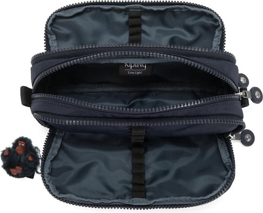 Kipling Gitroy Pencil Case Barrel with 3 Compartments Blue
