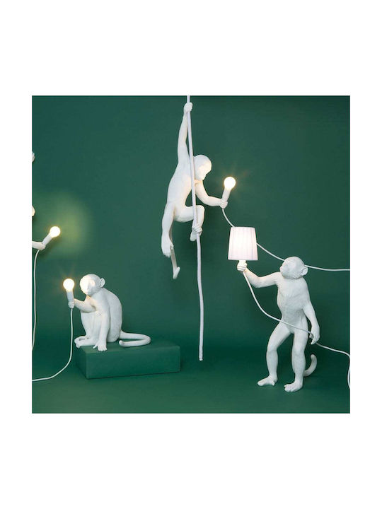 Seletti Monkey Dekorative Lampe Abbildung mit Fassung für E14 Lampe Weiß