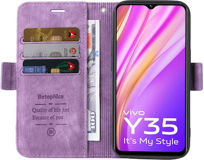 Leather Synthetic Leather Wallet Purple (Vivo Y22S / Y35)