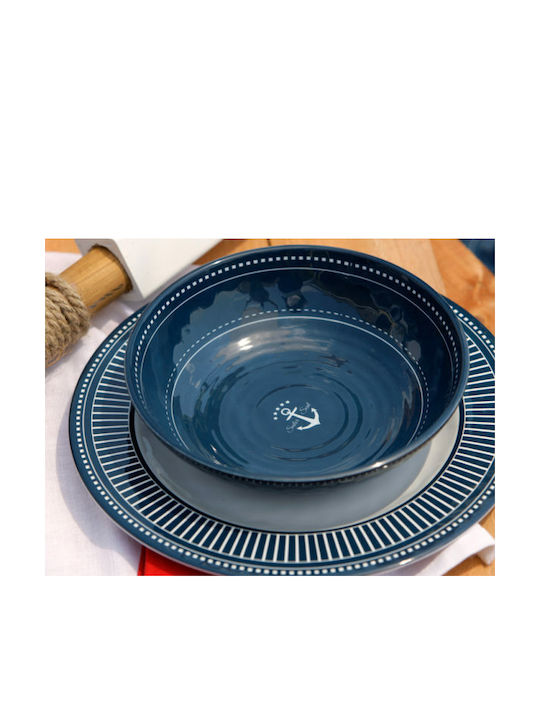 Marine Business Sailor Soul Deep Serving Plate Melamine Blue with Diameter 20cm 6 Pieces