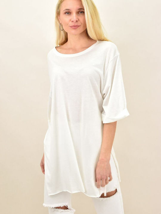 Damen Sommer Bluse Kurzärmelig Weiß