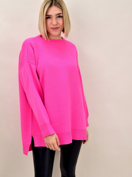 Potre Women's Long Sleeve Sweater Fuchsia