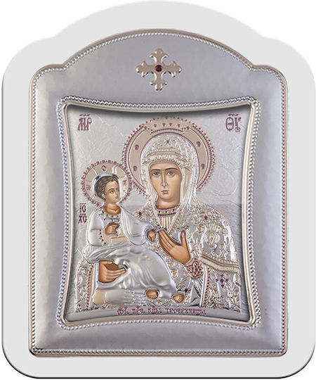 Slevori Heiligenikone Panagia Tricherousa Metall 10,3x12,9cm