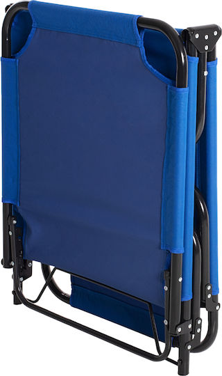 HomeMarkt Metallic Lounger Foldable Metallic Beach Sunbed Blue 186x59x27.5cm