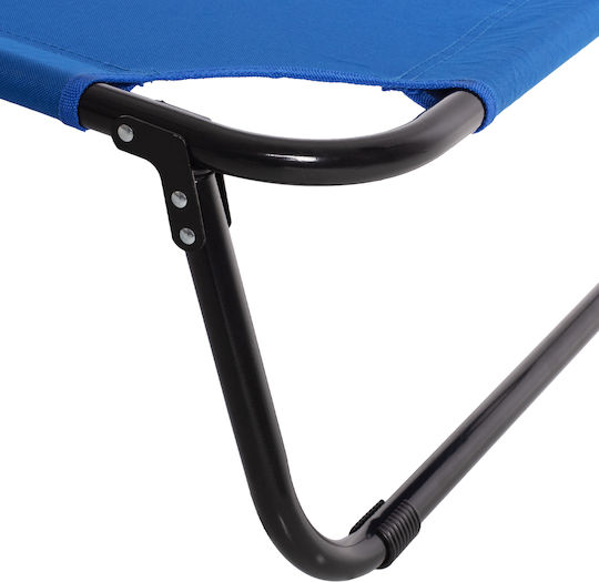 HomeMarkt Metallic Lounger Foldable Metallic Beach Sunbed Blue 186x59x27.5cm