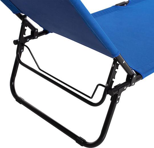 HomeMarkt Metallic Lounger Foldable Metallic Beach Sunbed Blue 186x59x27.5cm