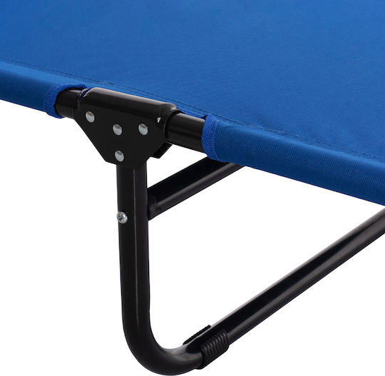 HomeMarkt Metallic Lounger Foldable Metallic Beach Sunbed Blue 186x59x27.5cm