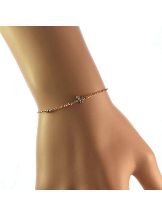 Paraxenies Damen Armband Kette mit Design Kreuz aus Silber Vergoldet