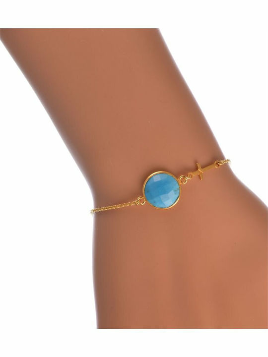 Paraxenies Damen Armband Kette mit Design Kreuz aus Silber Vergoldet