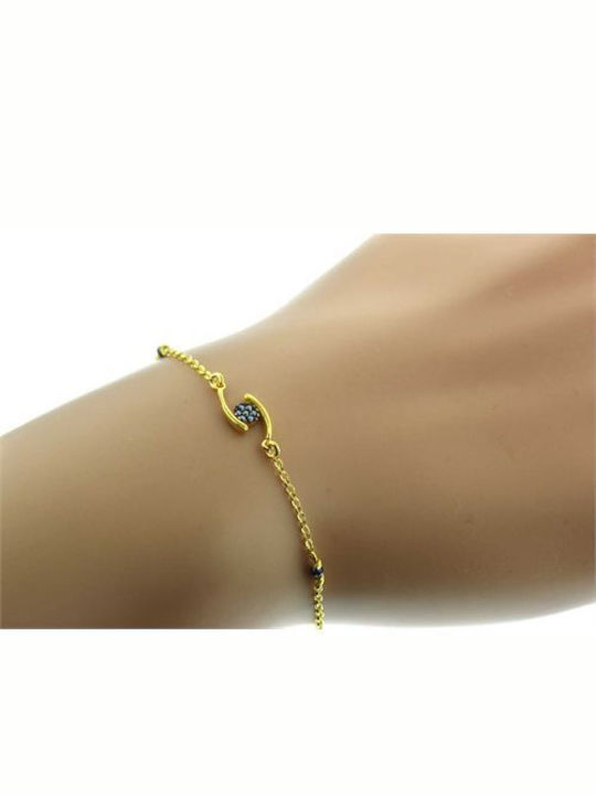 Paraxenies Bracelet Chain with design Eye made of Silver Gold Plated with Zircon