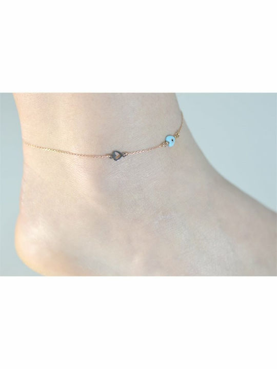 Paraxenies Bracelet Anklet Chain with design Heart made of Silver Gold Plated