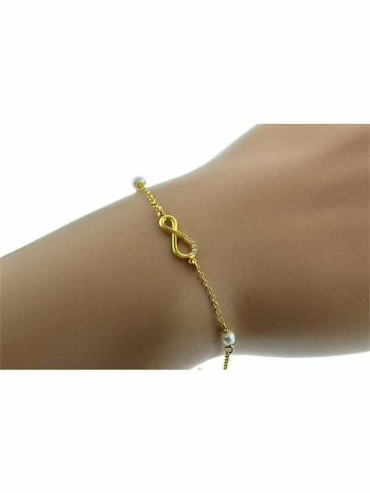 Paraxenies Bracelet Chain with design Infinity made of Silver Gold Plated with Zircon