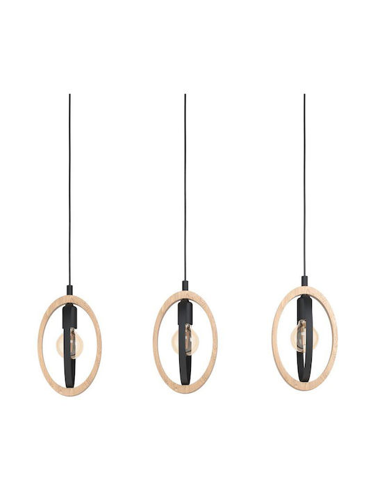 Eglo Basildon Pendant Light Black Rail with Socket E27 78x110x110cm