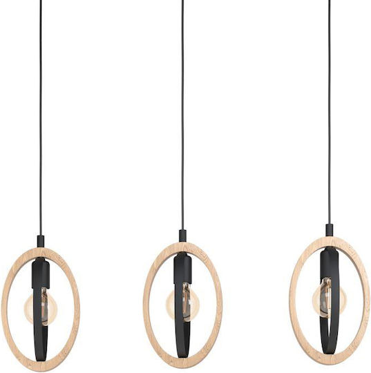 Eglo Basildon Pendant Light Black Rail with Socket E27 78x110x110cm