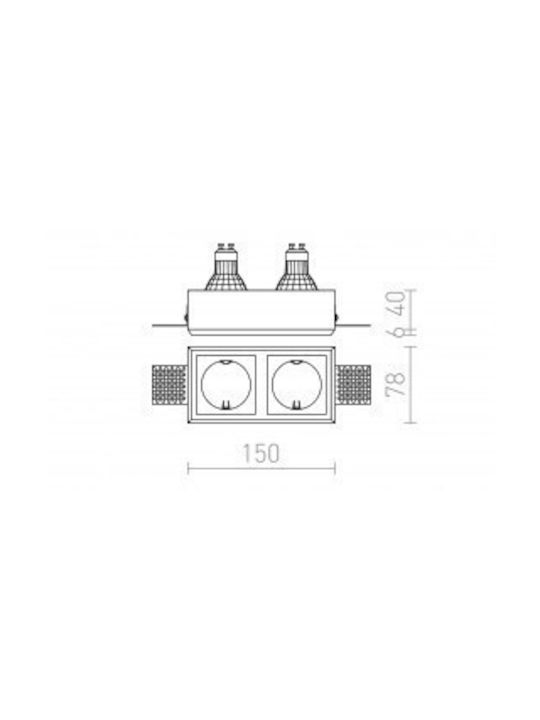 Rendl Light Studio Τετράγωνο Γύψινο Χωνευτό Σποτ με Ντουί GU10 Λευκό 1τμχ