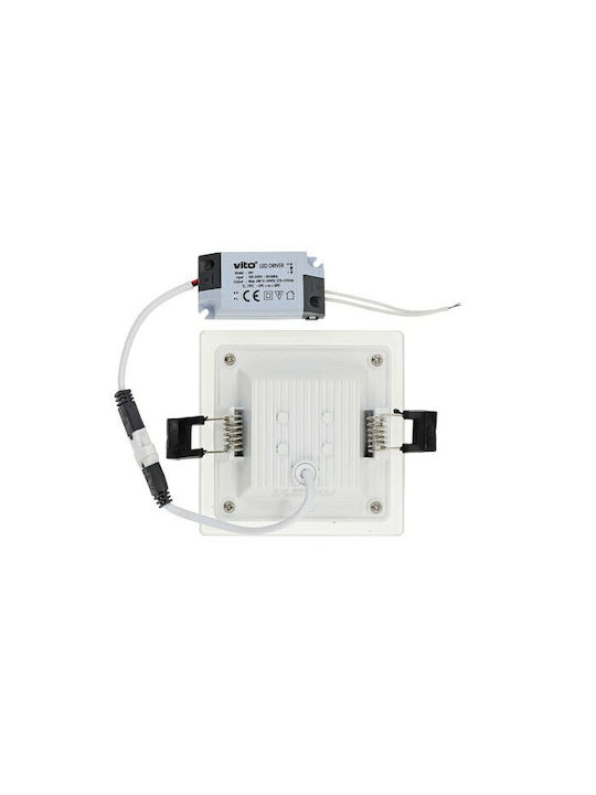 Vito Platz Metallisch Einbau Spot mit integriertem LED und Natürliches Weißes Licht Weiß 10x10cm. 1Stück