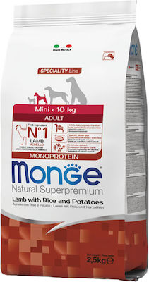 Monge Speciality Line Mini 2.5kg Dry Food for Adult Dogs of Small Breeds with Lamb, Potatoes and Rice