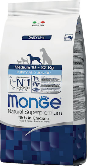 Monge Daily Line Puppy & Junior Medium 12кг Суха Храна за Кученца от Средни Породи с Пилешко