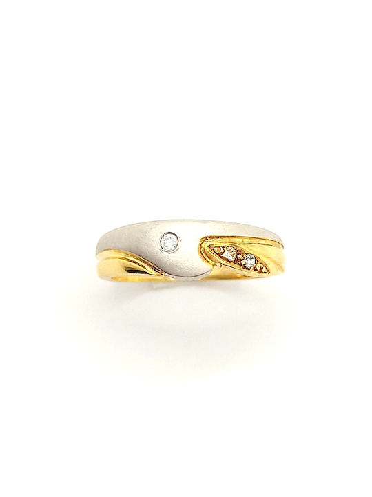 PS Silver Damen Ring mit Zirkonia aus Weißgold 14K