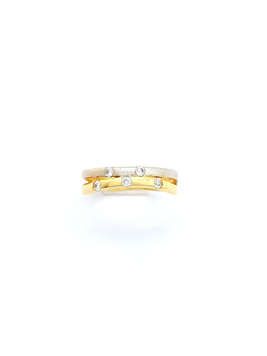 PS Silver Damen Ring mit Zirkonia aus Weißgold 14K