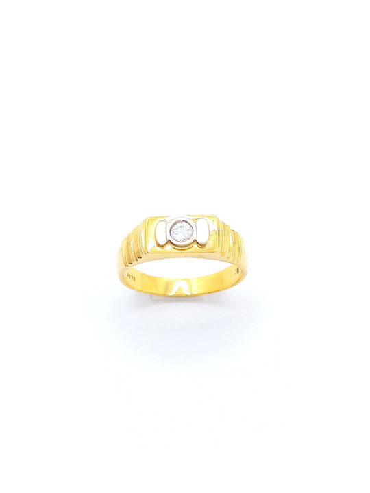 PS Silver Herren Ring mit Zirkonia aus Weißgold 14K