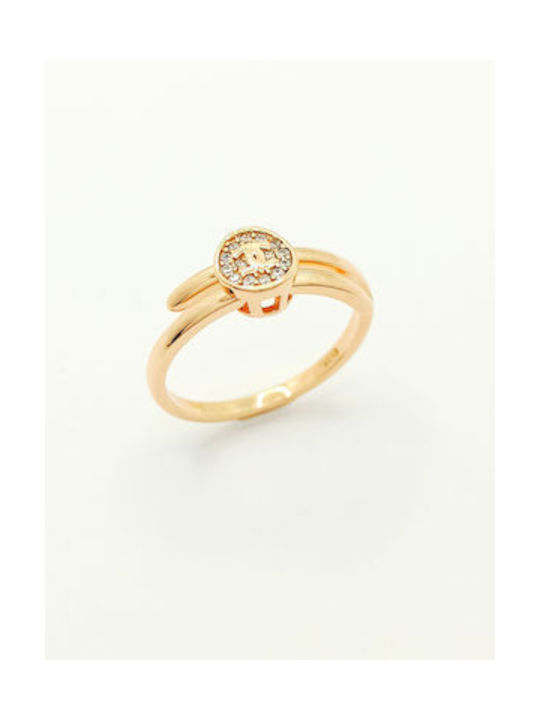 PS Silver Women's Gold Plated Silver Ring with Zircon