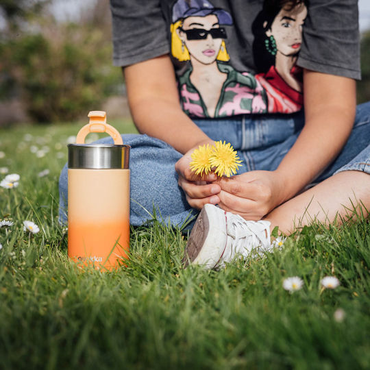 Quokka Ποτήρι Θερμός Ανοξείδωτο BPA Free 400ml Πορτοκαλί με Επιστόμιο
