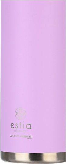 Estia Travel Chug Save the Aegean Recyclable Stainless Steel Thermos Bottle BPA Free 500ml Lavender Purple