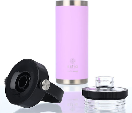 Estia Travel Chug Save the Aegean Recyclable Stainless Steel Thermos Bottle BPA Free 500ml Lavender Purple