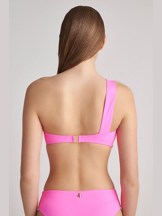 SugarFree Padded One Shoulder Bikini Top Pink