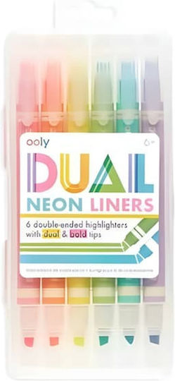 Ooly Dual Neon Liners Μαρκαδόροι Υπογράμμισης Σετ 6 χρώματα