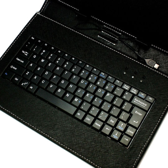 Micro USB Flip Cover With Keyboard In English US Black (Universal 8")