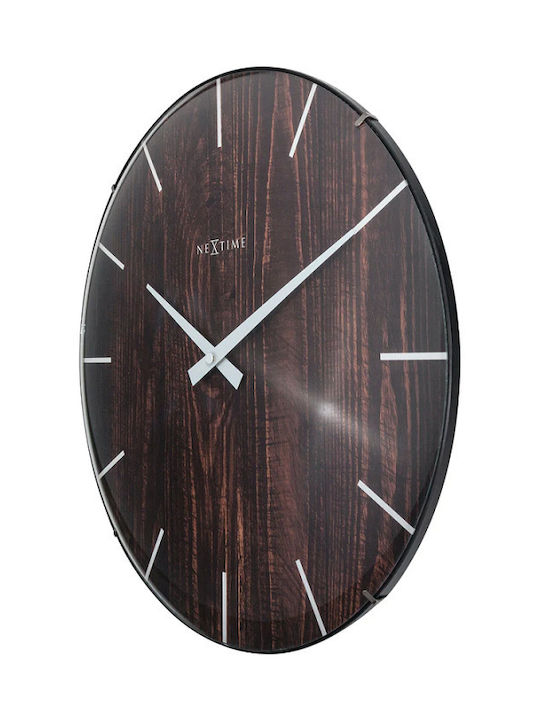 Nextime Silent Wall Clock Wooden Brown Ø35cm