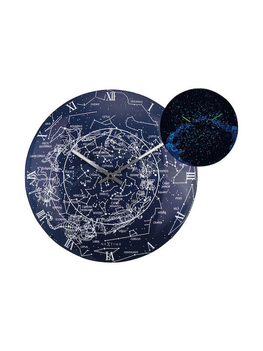 Nextime Silent Wall Clock Glass Navy Blue Ø35cm