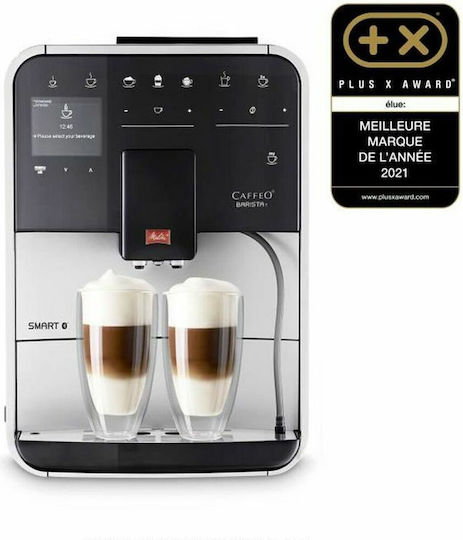 Melitta Barista T Smart F831-101 Automatic Espresso Coffee Machine 1450W Pressure 15bar for Cappuccino with Grinder Silver F831-101