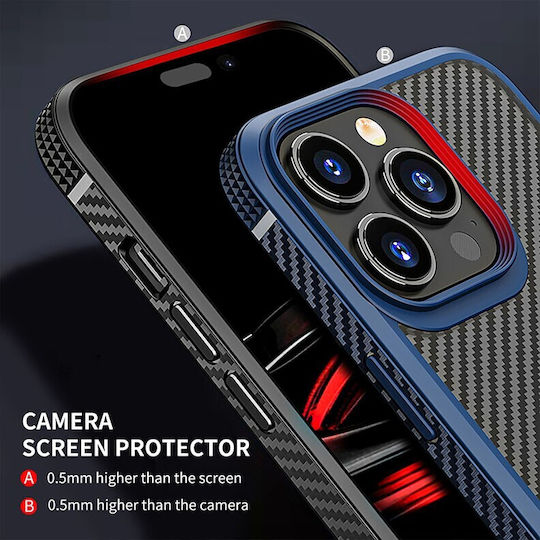 iPaky Carbon Fiber Задна корица Пластмаса Син (iPhone 14 Plus)