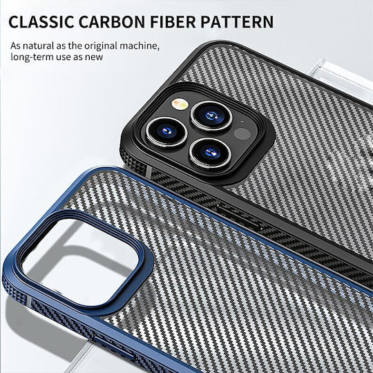 iPaky Carbon Fiber Задна корица Пластмаса Син (iPhone 14 Plus)