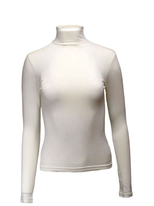 Apple Boxer Women's Blouse Long Sleeve Turtleneck White