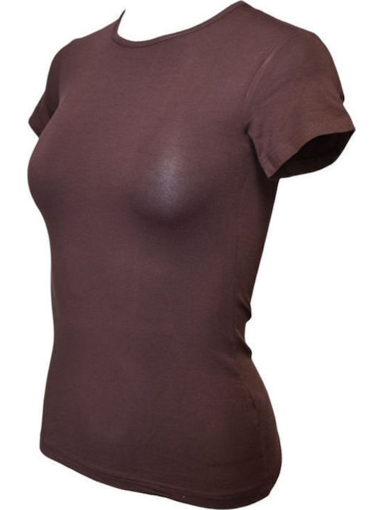 Kurzärmelig Braun Damen T-Shirt