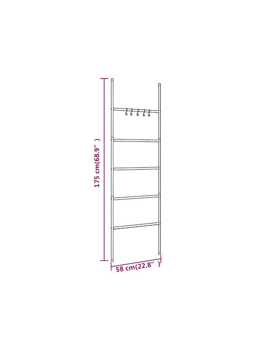 vidaXL Σκάλα Μπάνιου 5 Θέσεων Δαπέδου ​58x175cm Μαύρη