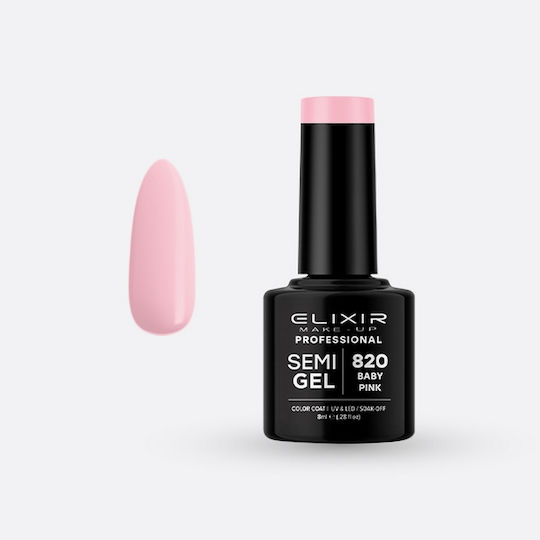 Elixir Semi Gel Semi-Permanent Nail Polish 820 Baby Pink 8ml 842-820